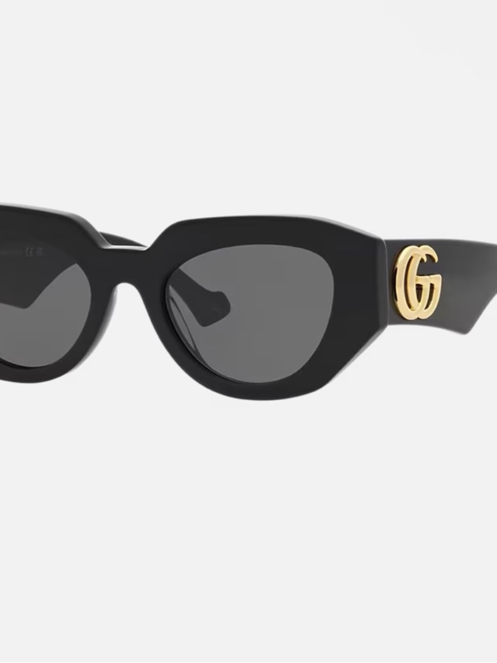 Gucci Black Cat-Eye Sunglasses with Gold Logo Accent